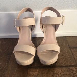 Brand new - Never worn! Beige Wedge Sandals